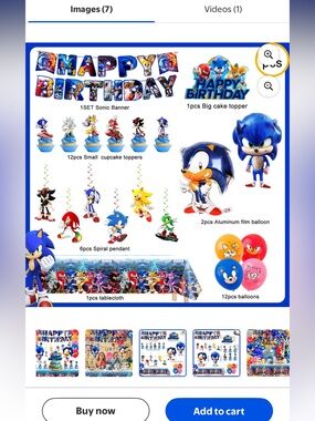 Sonic Themed Blue Birthday Party Decoration Kit
